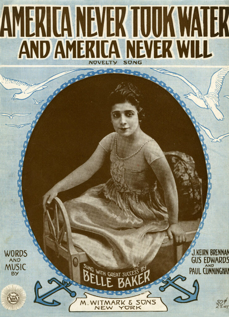 Sheet music cover displaying a woman sitting, in a frame with two doves surrounding.