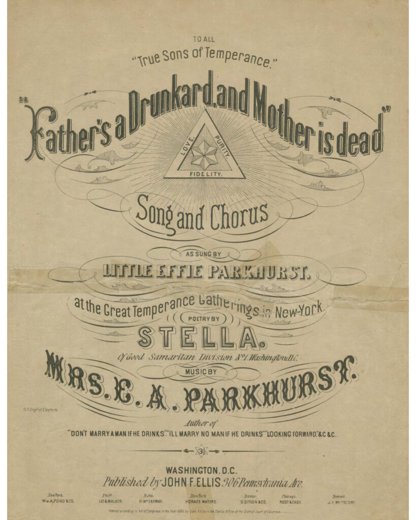 A sheet music cover with the title and composer in a florid script.